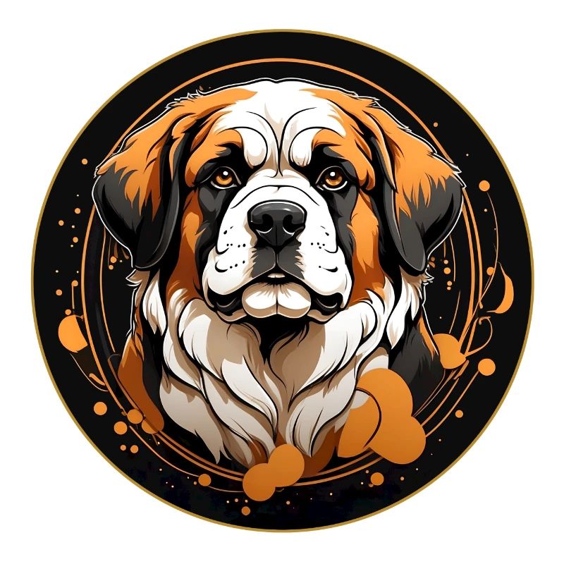 St. Bernard Portrait in Round Frame