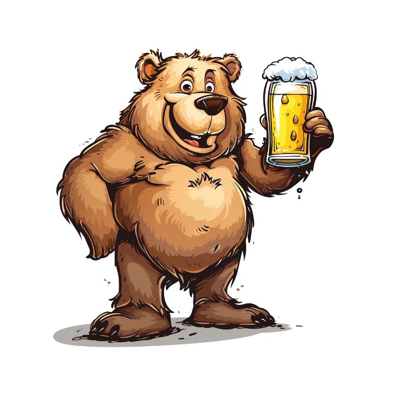 Cute Bear Drinking Beer 2
