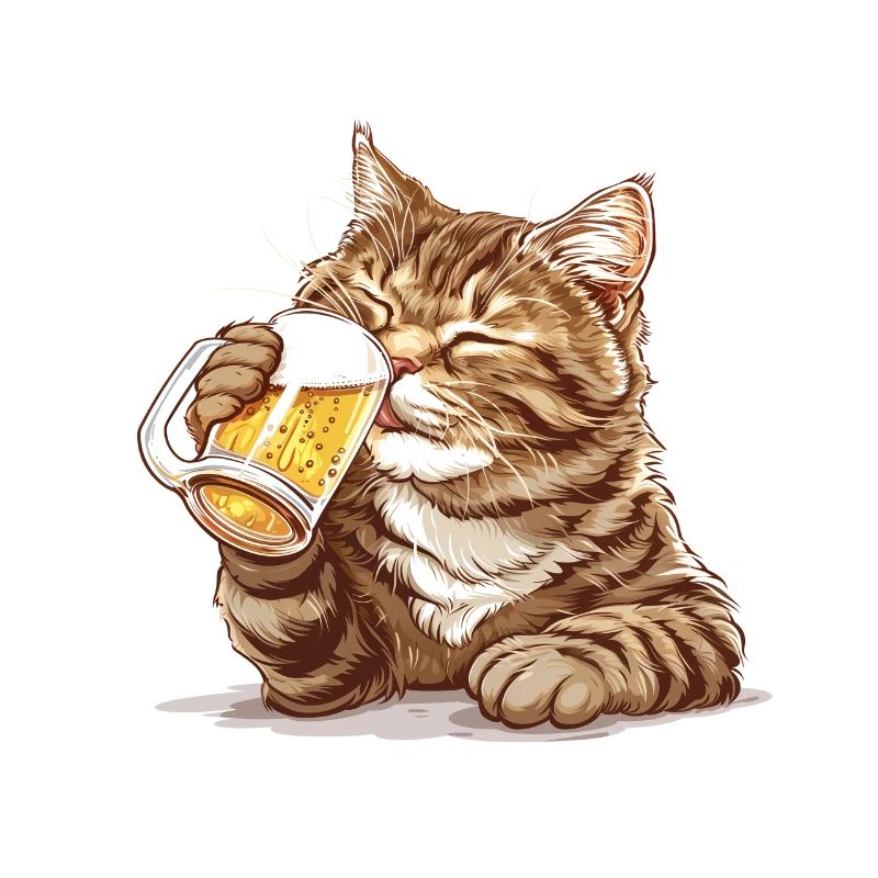 Cute Cat Drinking Beer 2