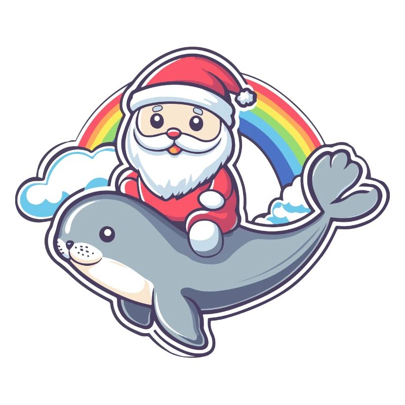 Robbe Tier Weihnachtsmann Regenbogen