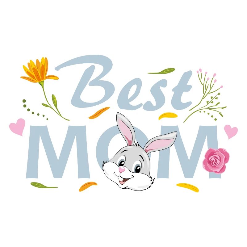 Best MOM. Floral design with rabbit