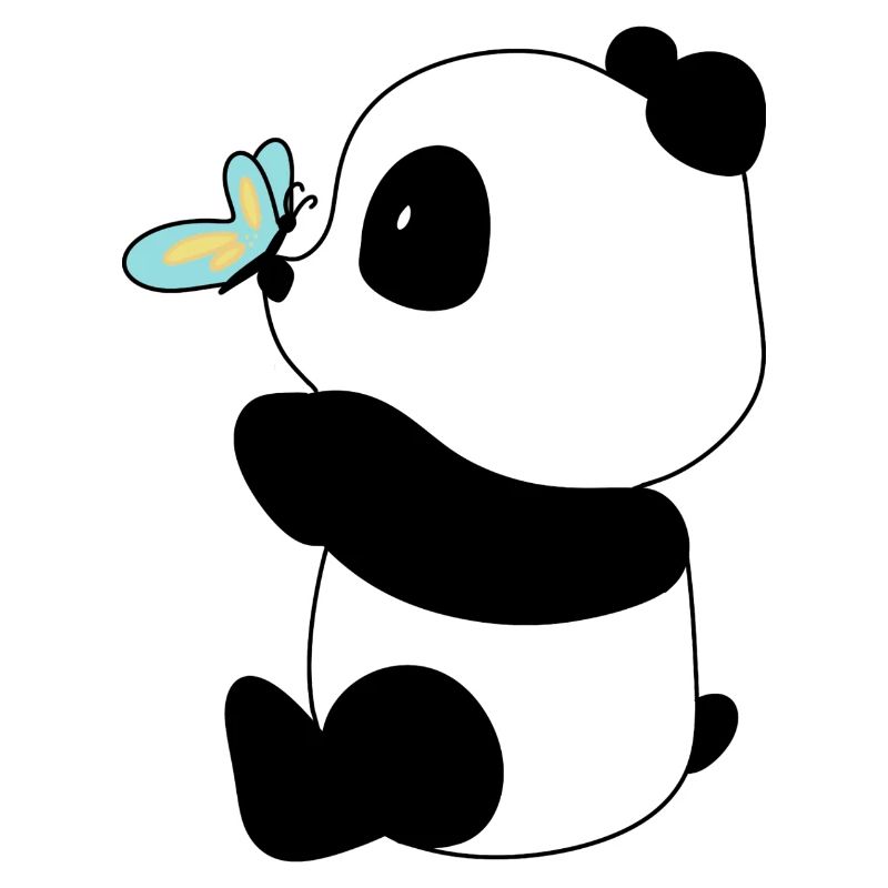 Panda et papillon – Rencontre douce