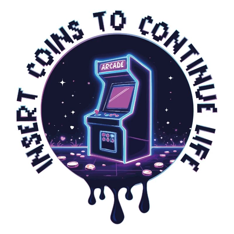Coin To Continue Life Insert – Retro Arcade Neon