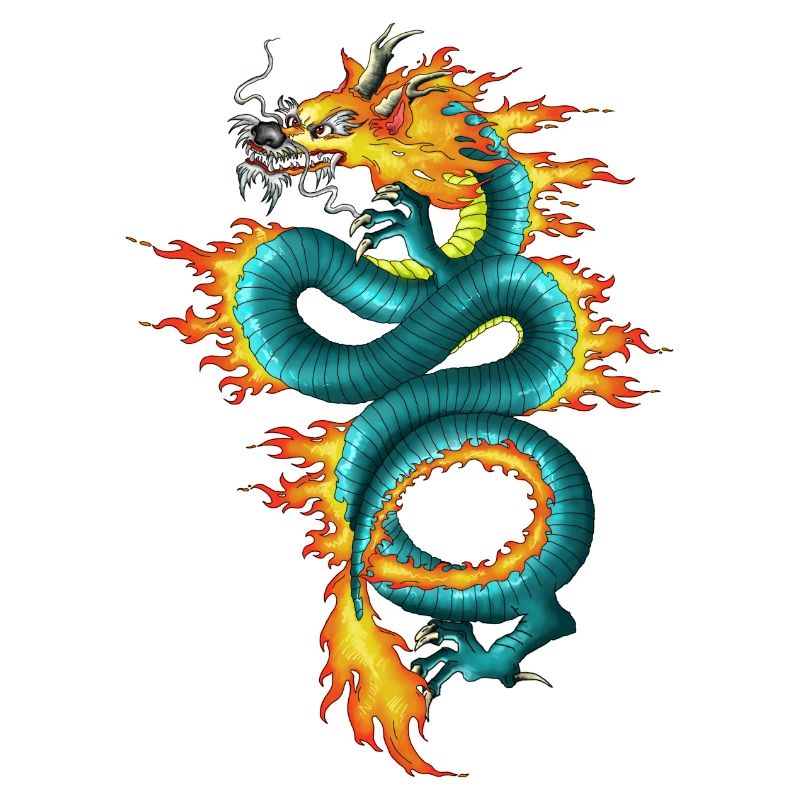 Chinesischer Drache Long mit Feuerschuppen