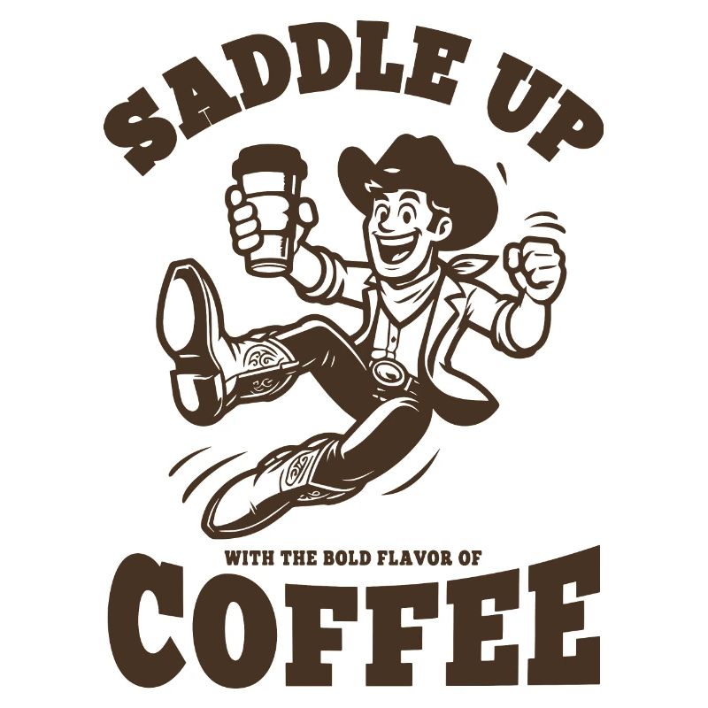 Cowboy avec du café - horodé à imprimé rétro cool