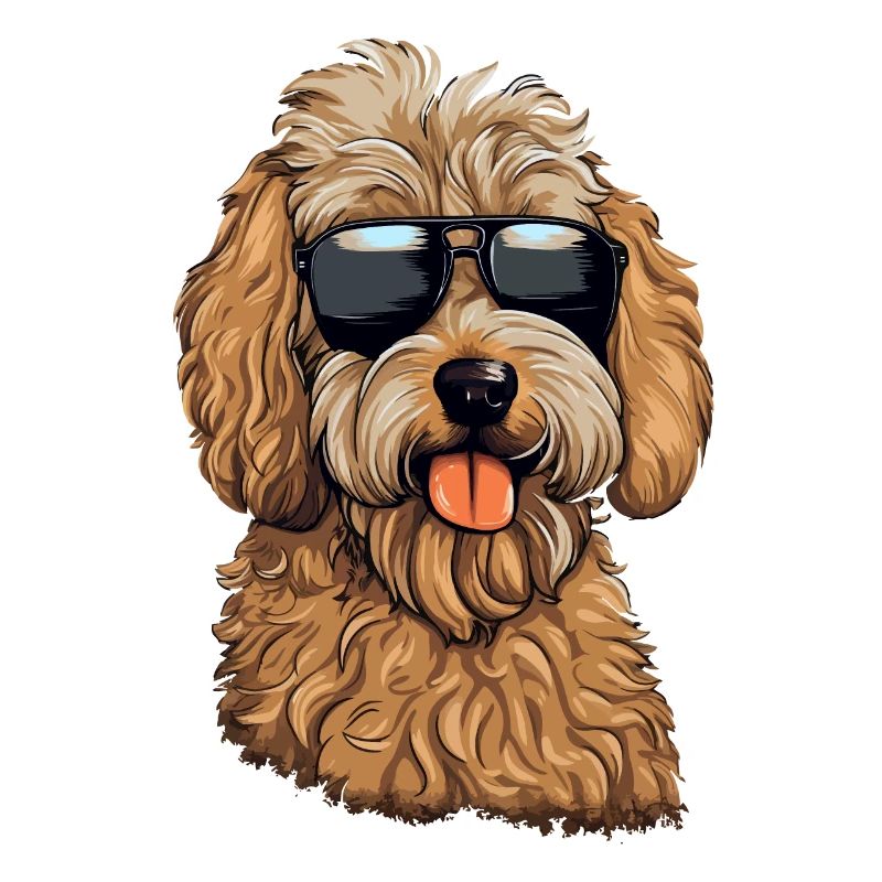 Coole Goldendoodle mit Sonnenbrille