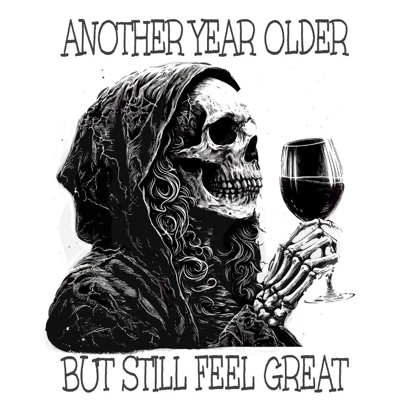 Birthday Wine Drinking Skeleton