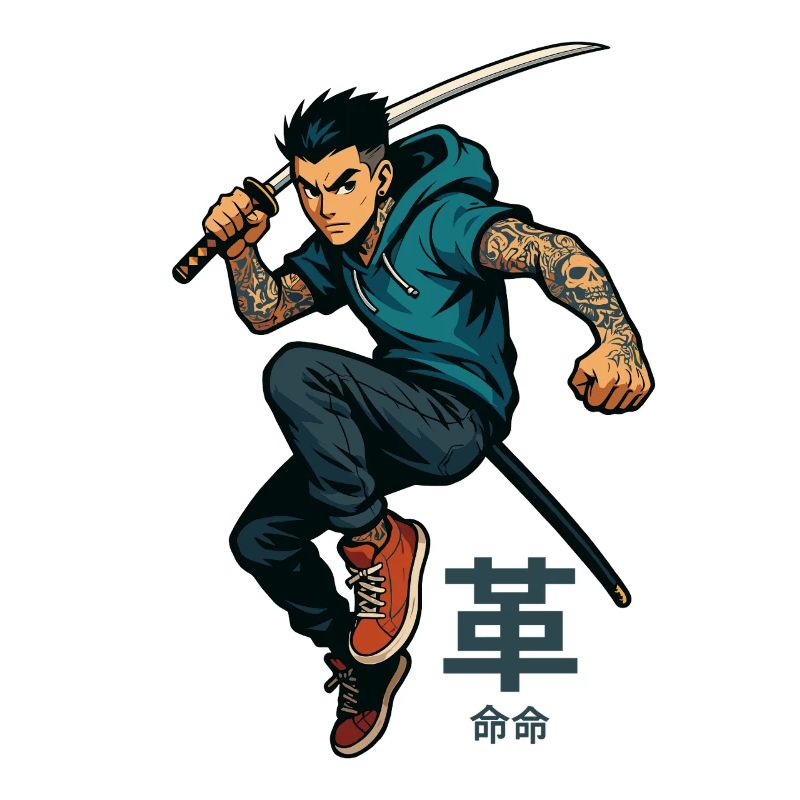 Cooler Samurai mit Katana