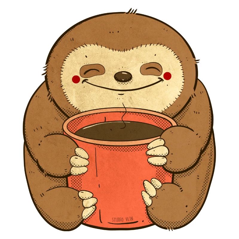 Faultier mit Kaffee