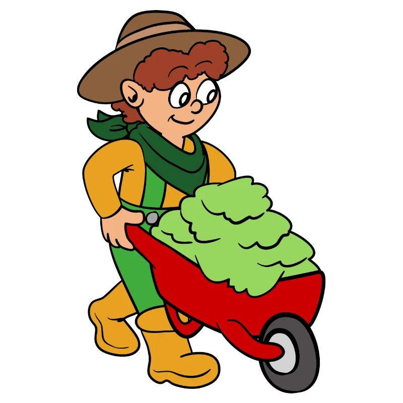 Gardener with wheelbarrow