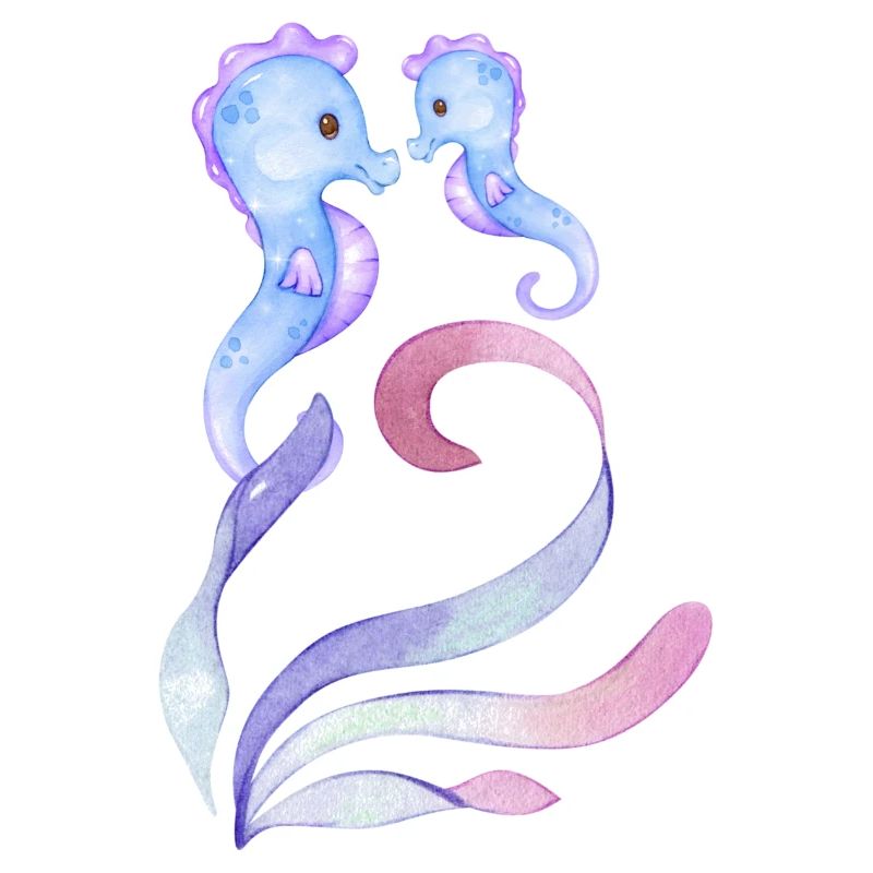 blaue Seepferdchen - Mutter + Kind