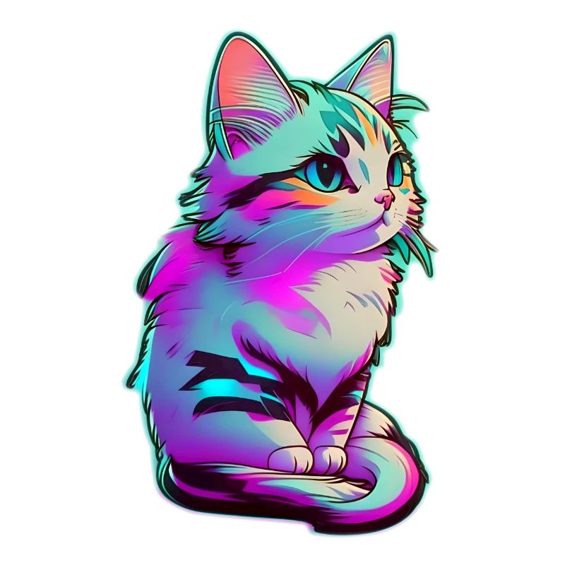 petit chaton eclairage néon - chat mignon