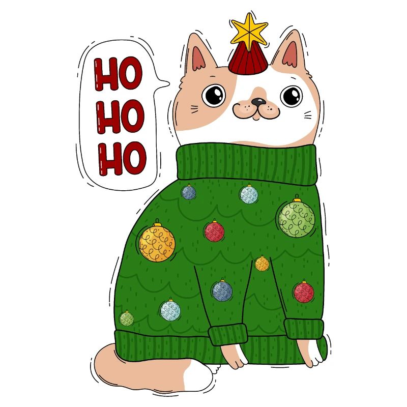 Katze im Weihnachtspullover