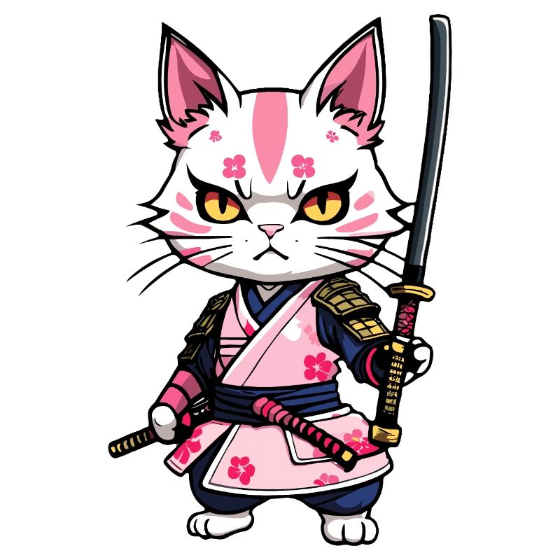Samurai Cat & Cherry Blossoms #8
