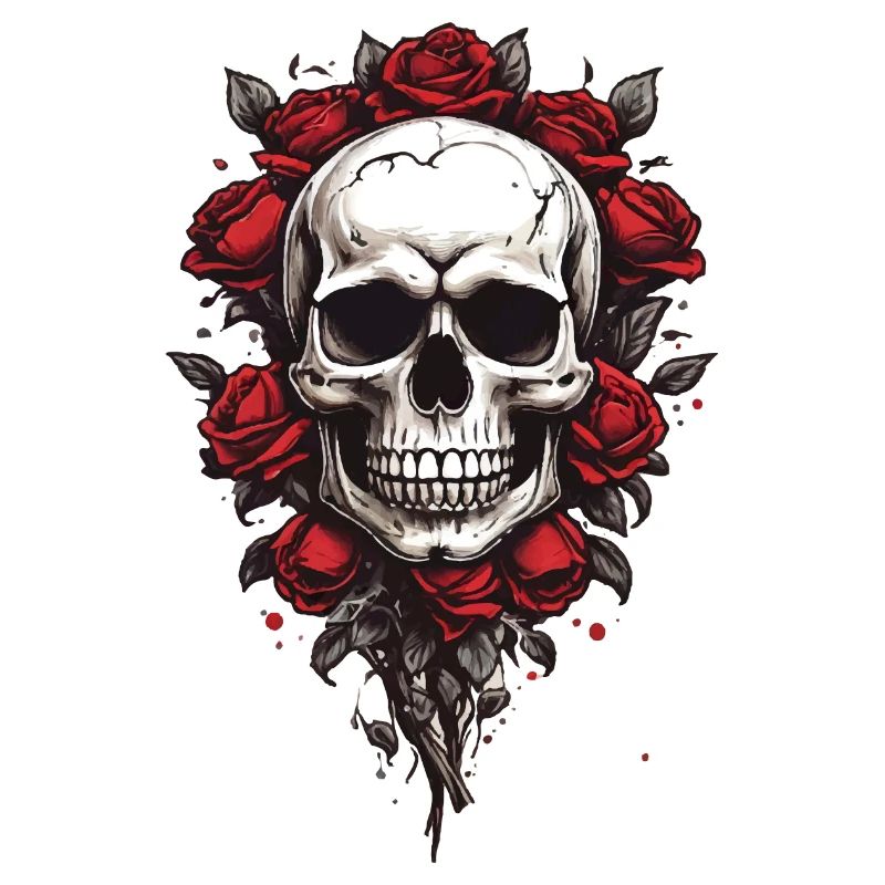 Rose skull in Gothic style