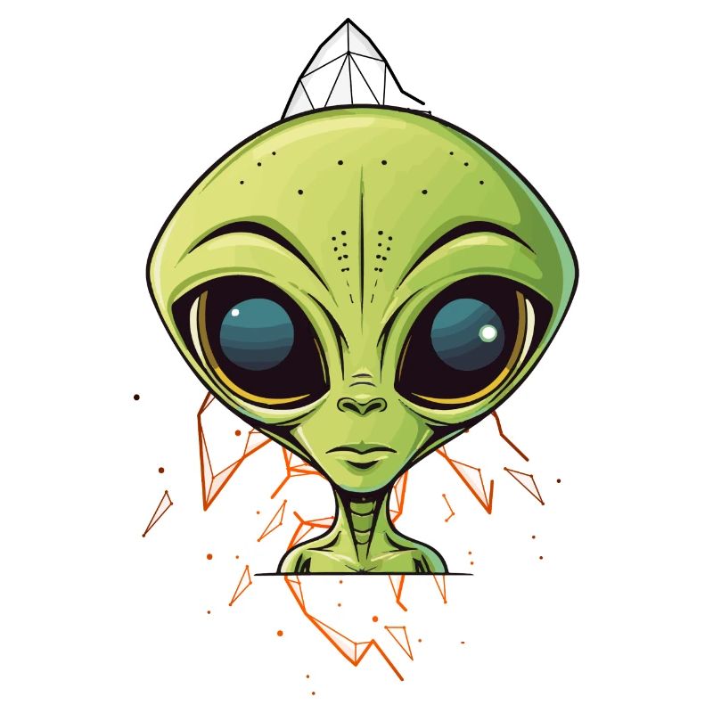Alienkopf auf Raumschiff