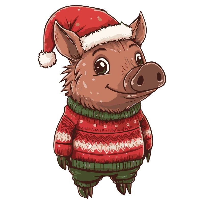 Cochon Noël Comique Sanglier