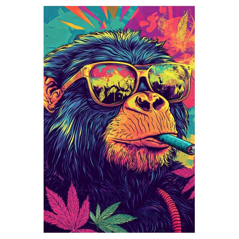 Singe psychédélique avec des lunettes de soleil