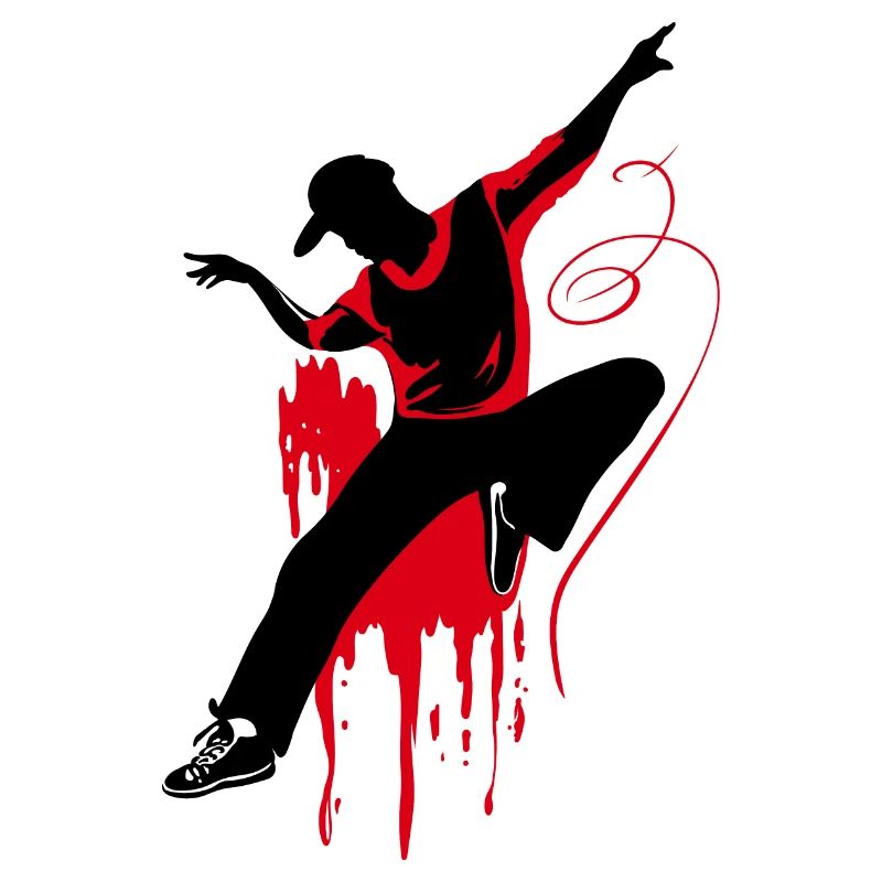 Breakdancer Tänzer Silhouette in Rot Schwarz