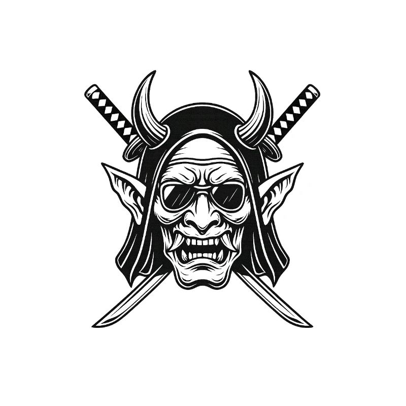 Logo de la tête et des épées du démon