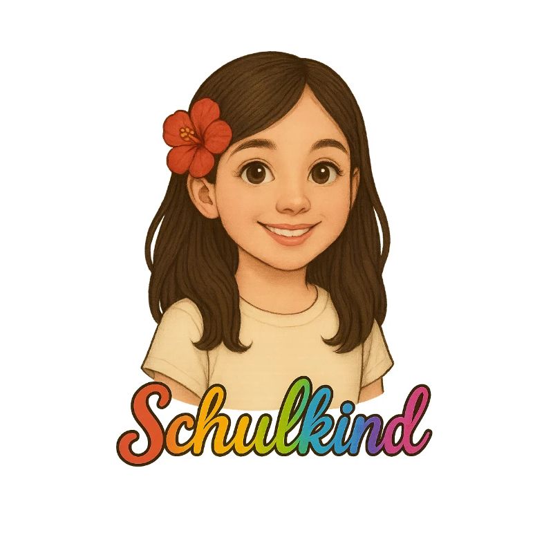 Schulkind Mädchen mit Blüte – Einschulung Motiv