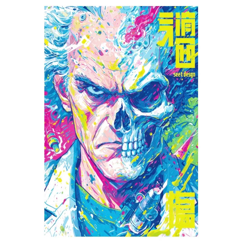 Half Human Half Skull Pop Art