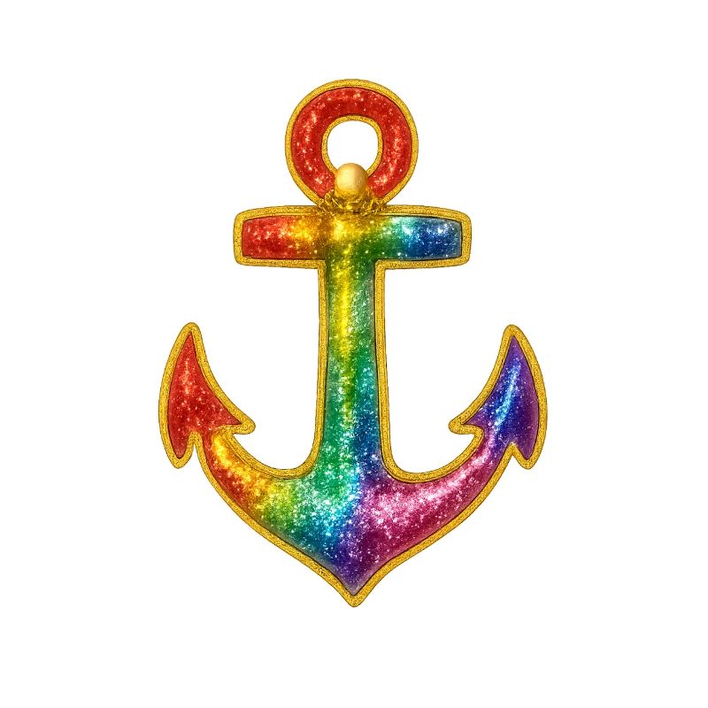 Leuchtender Anker in Regenbogenfarben