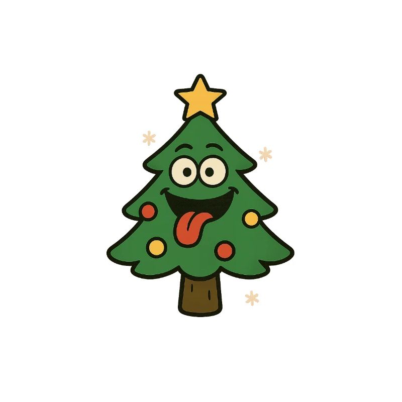 Drôle d’arbre de Noël avec langue