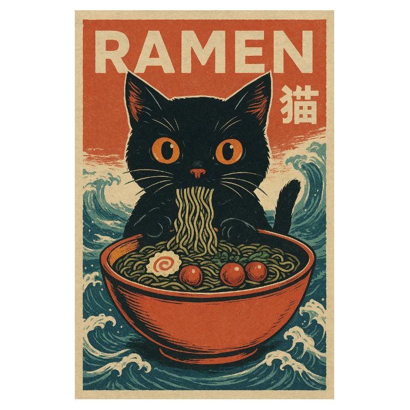 Affiche rétro Ramen Cat