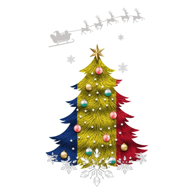 Weihnachtsbaum mit Rumänien-Flagge