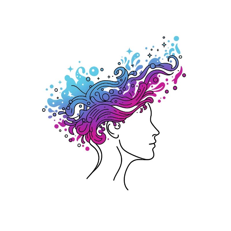 Cosmic Flow of Thoughts – Abstract Head Design