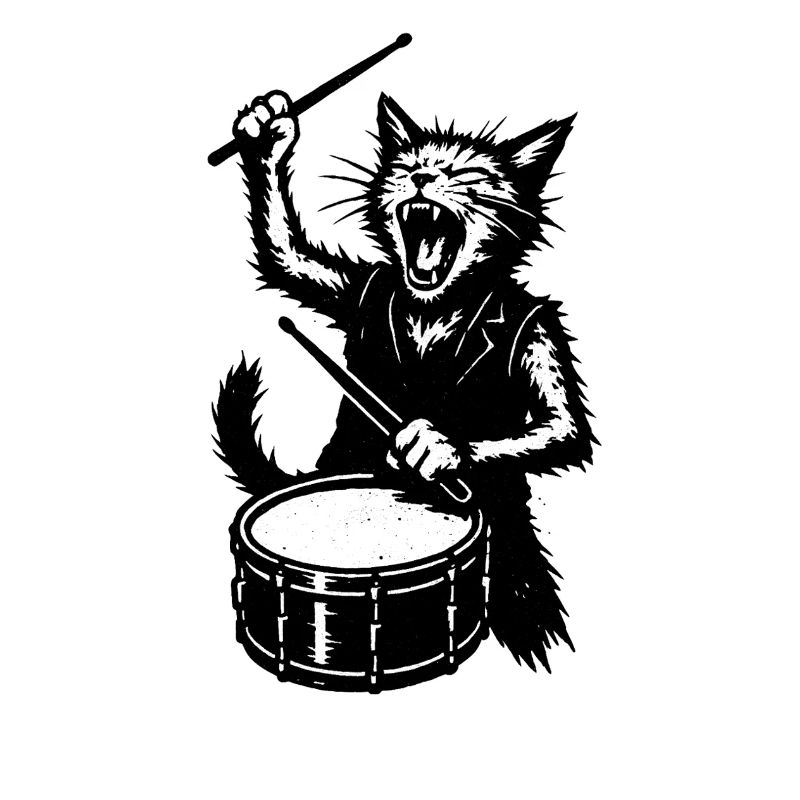 Batteur chat au rythme