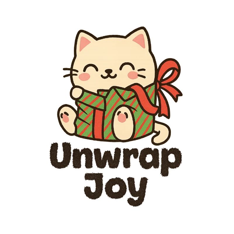 Katz mit Geschenk Unwrap Joy