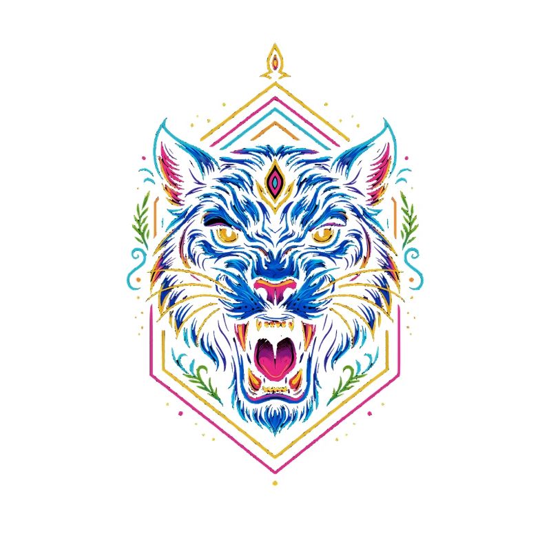 Neon Tiger Geometrischer Print