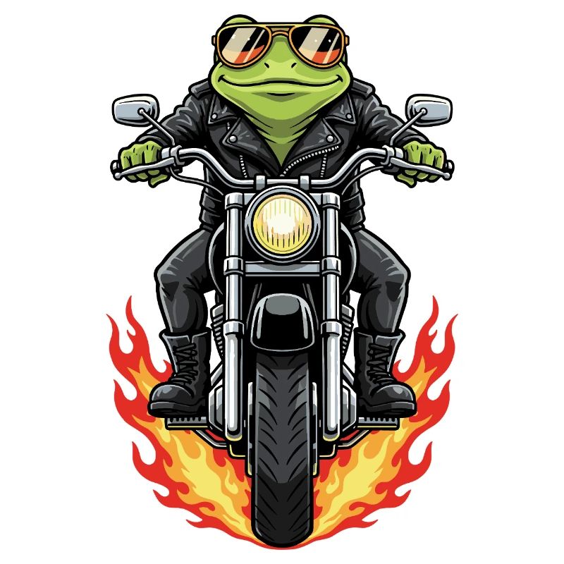 Cool Biker Frog Motorcycle Flames