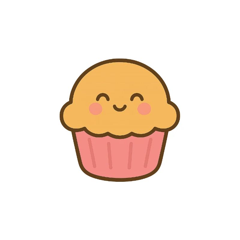 Cupcake kawaii souriant pastel