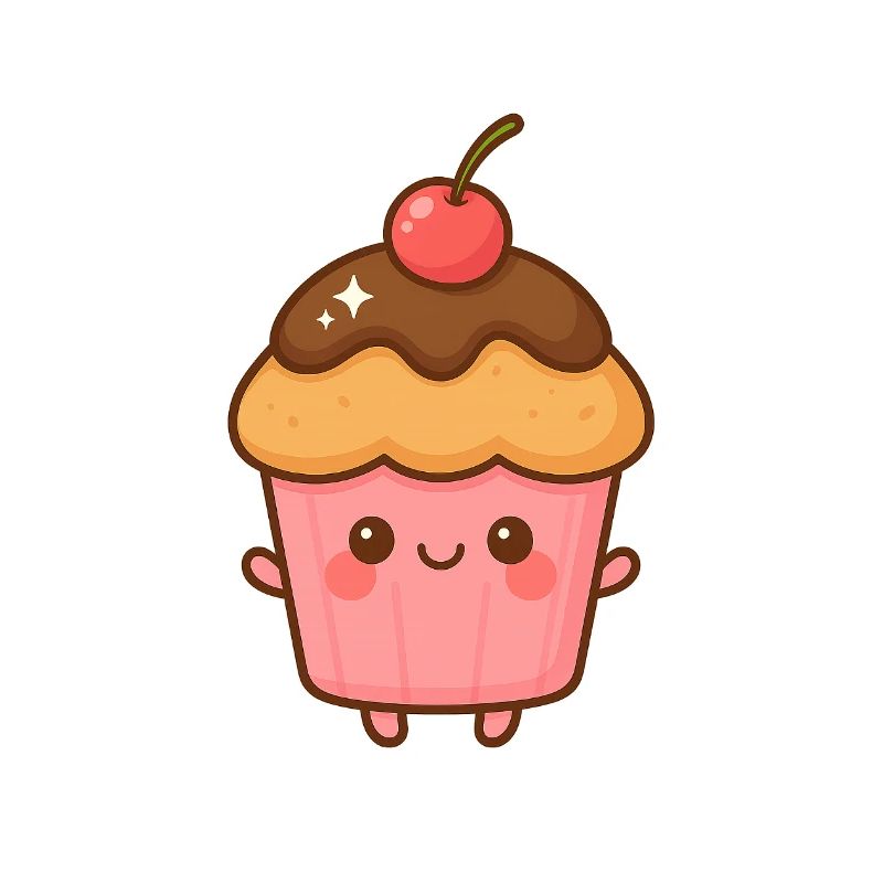 Cupcake kawaii chocolat rosé