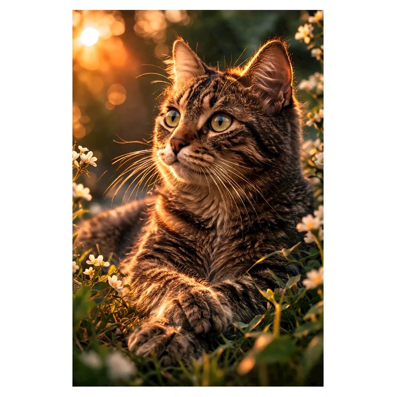 Chat au coucher du soleil