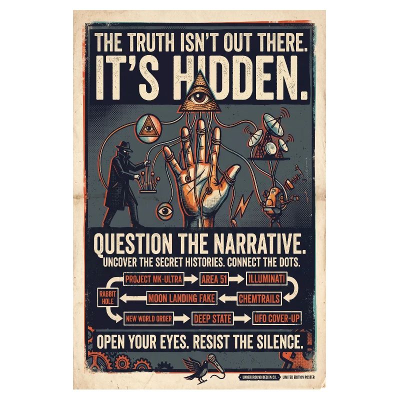 Vérités cachées : Poster rétro de conspiration