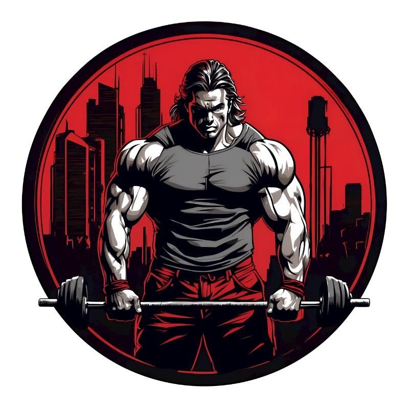 Bodybuilder mit Langhantel harter Workout