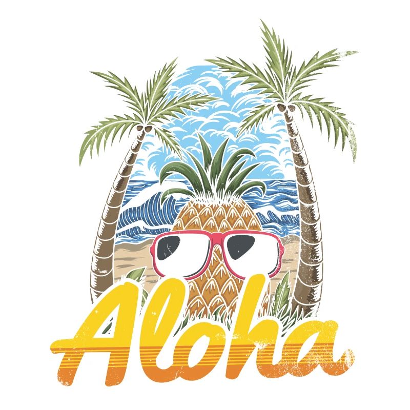 Aloha Pineapple And Pine Tree Design For The Beach