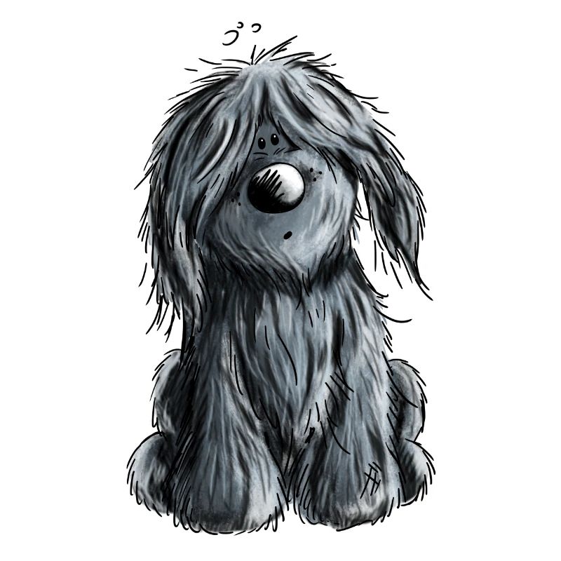 Knuffiger schwarzer Briard - Hund - Geschenk