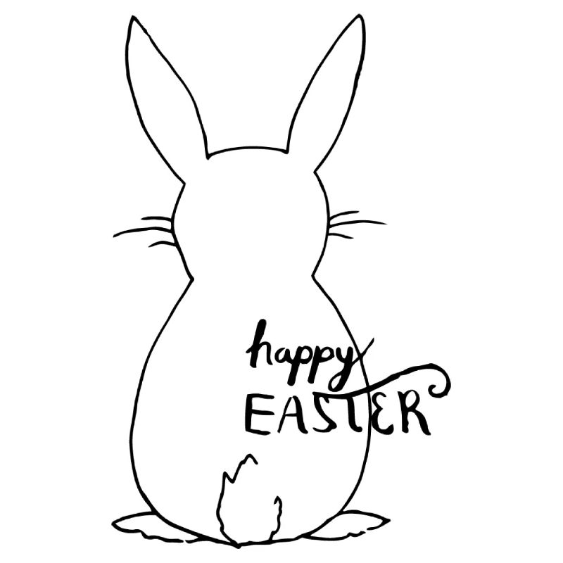Cute rabbit in back view - Happy Easter