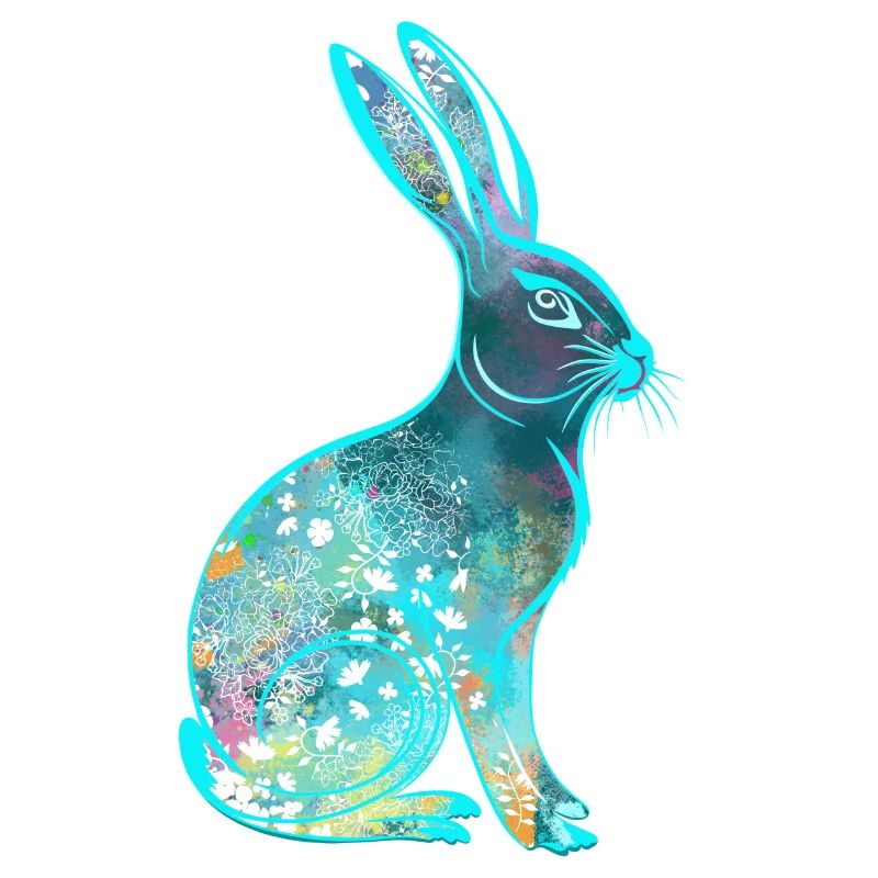 Colorful Easter Bunny Rabbit Watercolor