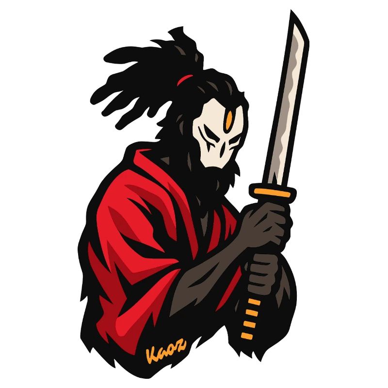 Roter Mantel Ninja Katana