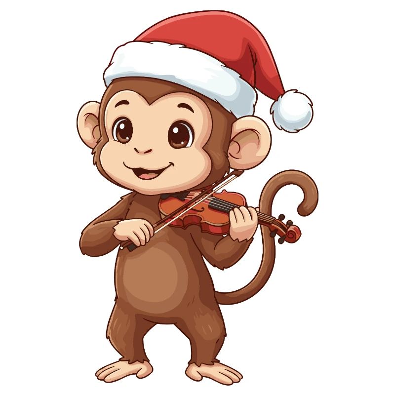 Weihnachtsaffe spielt Geigenkunst