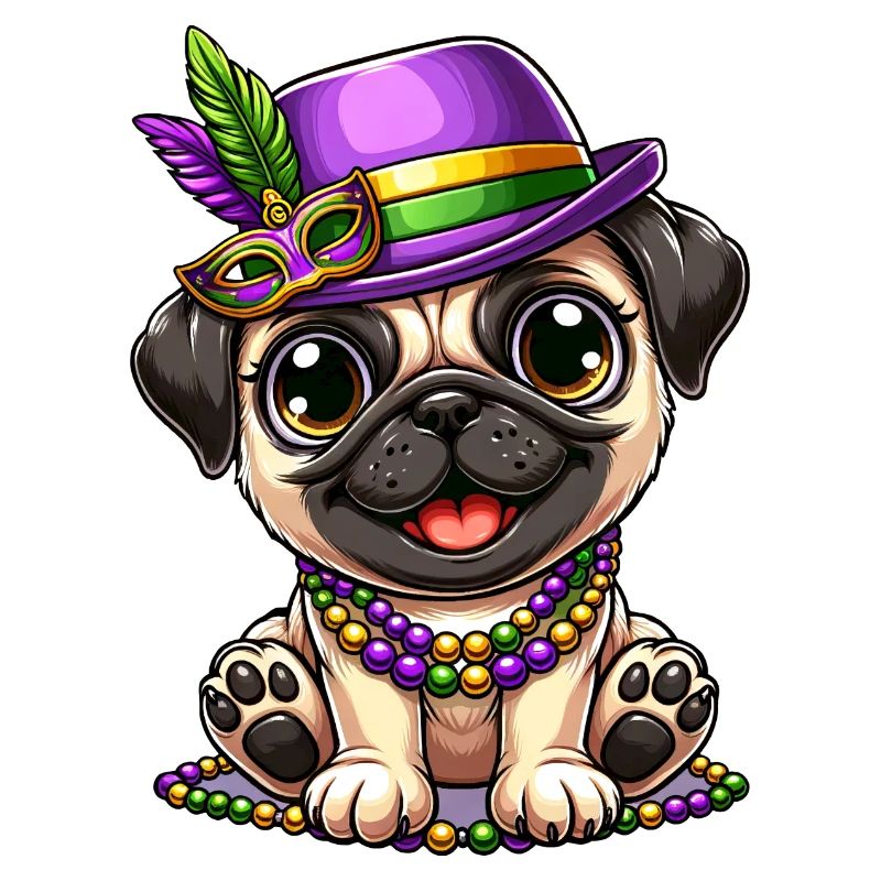 Mardi Gras Comic Pug