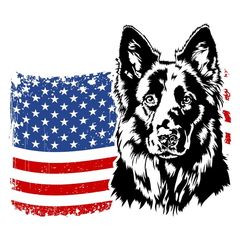 German Shepherd US America Flag Wilsigns