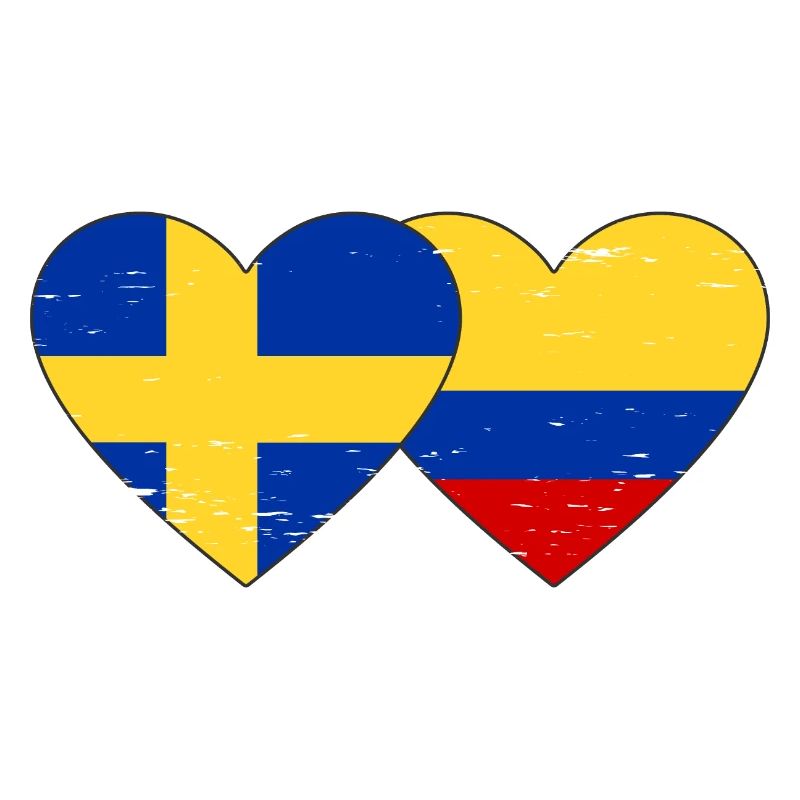 Suède Colombie drapeau coeur utilisé