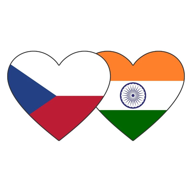 République tchèque Inde Drapeau Coeur